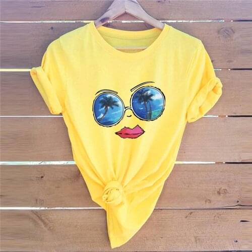 Plus Size S-5XL Funny Glasses Print T Shirt 100%Cotton TShirt Women O Neck Short Sleeve Tees Summer Women Shirts Female T-Shirt