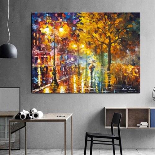 HD Prints Home Decor City Landscape Painting Poster Tree Wall Art Canvas Modular Night View No Frame Pictures For Living Room