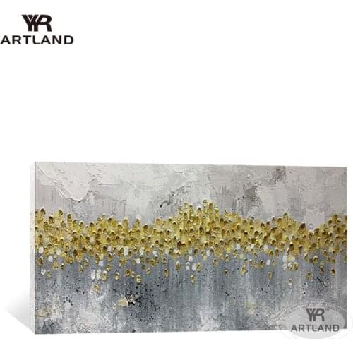 Cuadros para el hogar nordic pure handmade abstract oil painting on canvas gold foil wall art hanging picture for living room