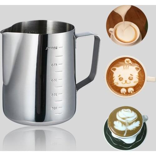 Stainless Steel Milk Frothing Jug Milk Cream Cup Coffee Creamer Latte Art Pitcher With Spout Durable Kitchen Coffee Accessories