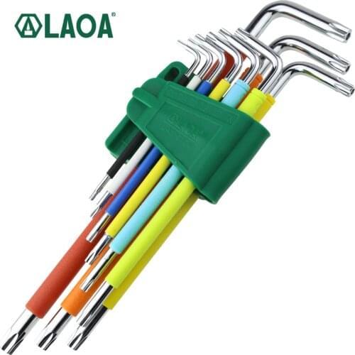 LAOA 9PCS Mini Hex Wrench Set Colorful Double End with One Head of Ball or Torx Combination Handtools Hexagonal Screwdriver