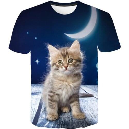 Summer Short Sleeve T Shirts Male T Shirts Xxs-6Xl New for 2021 Cool Fashion T Shirt for Men and Women Two Cats Print 3D T Shirt