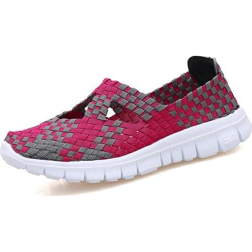 Summer Women Woven Shoes Sneakers Flat Shoes Woman Breathable Walking Shoes Loafers Cut-Outs Women Flats Shoes XKD6017