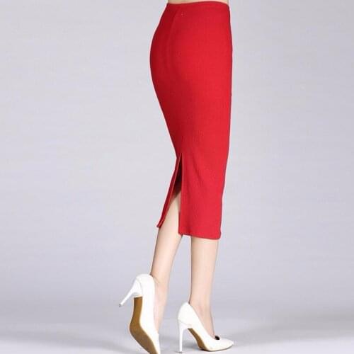 Summer Women Skirts 2019 Casual Mid-Calf Sexy Girls Pencil Skirt Slim Red Short Female Package Hip Skirts Femme Faldas Mujer