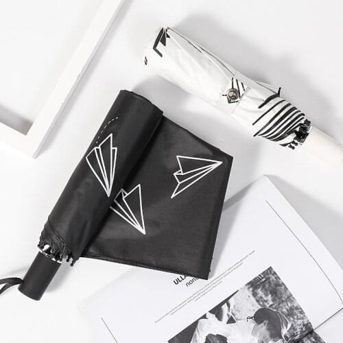 MLGB Paper Airplane Folding Rain and Sun Dual-Purpose Female Sunscreen UV Protection Umbrella Three-Fold Umbrella