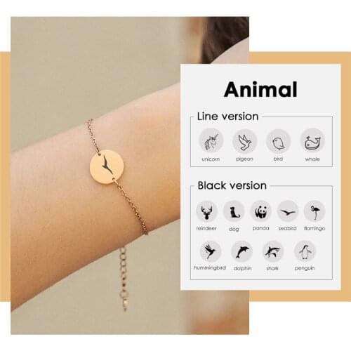 Visunion Trendy Bracelet Rose Gold Silver Color 316L Stainless Steel Bracelet Jewelry Dog Dolphin Animal Pattern Custom Gift