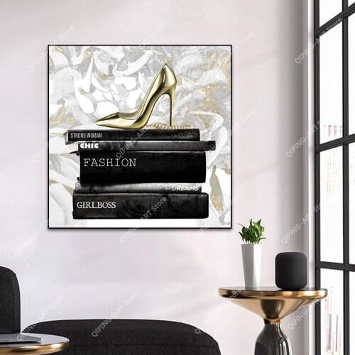 Fashion Poster Perfume Bottle Canvas Print Peony Flower Wall Painting Marbling Wall Art Picture Vogue Posters Girl Bedroom Decor