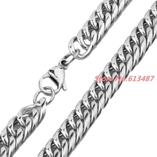 Top Design 7-40" 9mm Cool Silver Color Stainless Steel Mens Curb Cuban Chain Necklace Or Bracelet New Arrived Gift