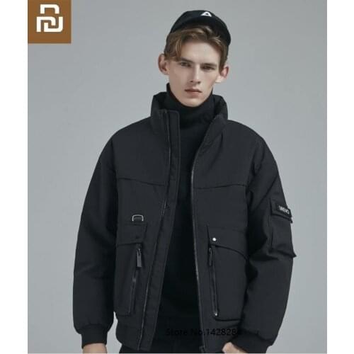 Youpin Mens overalls collar down jacket 90% white duck down Outdoor Workwear Thick Warm Mens Winter coat