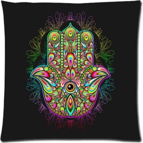 Soft Polyester Square Pillow Case Sofa Cushion Cover For Car Chair Hamsa hand Cushion Case 45x45cm Without Stuffing