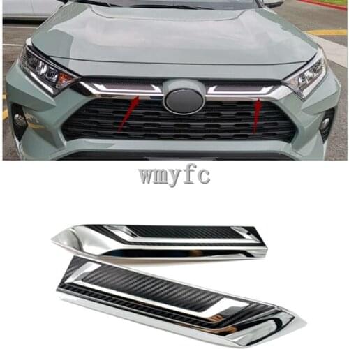 For Toyota Rav4 Hybrid XA50 2019 2020 ABS Chrome Front Center Mesh Grille Cover Radiator Strip Trim Decoration Car Styling