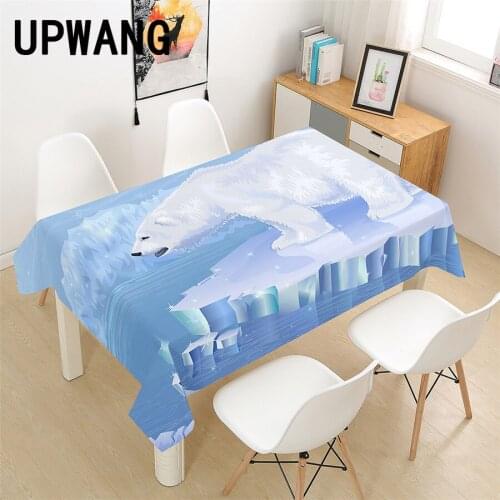 Polar Bear Animal Tablecloth 3D Printed Table Cover Rectangular Tablecloth Wedding Birthday Party Kitchen Home Decor