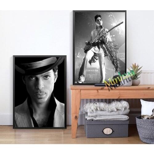 Prince Poster Pop Singer Wall Art Black And White Rock Music Star Canvas Painting Wall Pictures For Living Room Home Decor