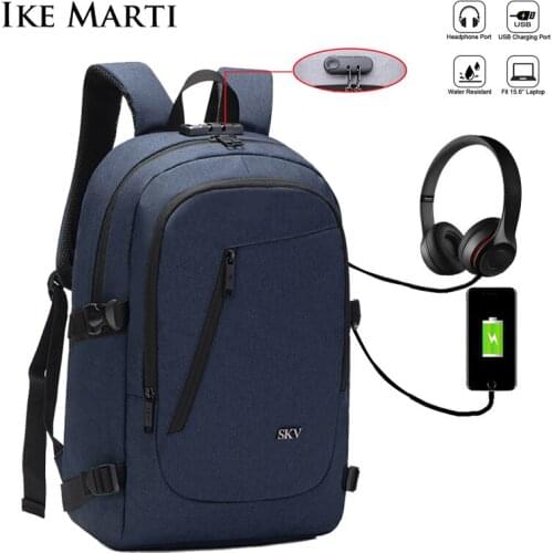 IKE MARTI 2021 Men Password Lock Anti Theft Backpack 15.6 Inch Laptop Backpack Male Usb Charging Oxford School Bag for Boys Teen