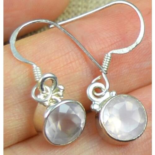 LoveGem Genuine Rose Quartz EARRINGS 925 Sterling Silver, 34.3mm, KE0085
