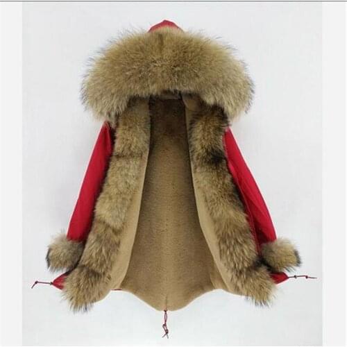 2020 new winter jacket natural large fox fur collar outwear faux fur Liner thick warm thick long real fur coat