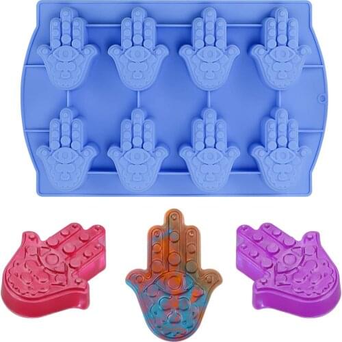Hamsa Hand Silicone Candle Molds DIY for Soap Resin Cake Eye in Khamsah Palm the Hand of God Clay Candle Making Supplies Tool