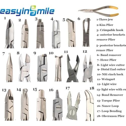Dental Orthodontic Pliers Easyinsmile Germany Stainless Steel High Quality Instrument Tools for Brackets Bond Bending Wires