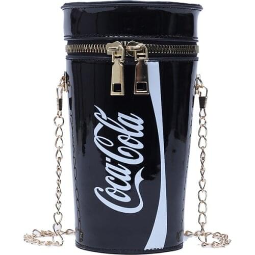 Funny Drink Bottle Cylinder Shaped Bag Shoulder Bags Messenger For Women PU Chain Crossbody Bags Ladies Bucket Handbags Purses