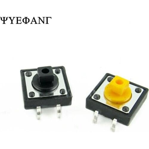 10PCS 12x12x7.3mm Tactile Switches Square Yellow/Black Button Tact Switch 12 * 12 * 7.3mm Micro Switches Repair Parts
