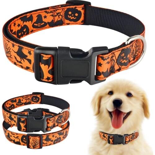 Halloween Ghost Supplies Dog Collar Nylon Trick or Treat Large Dogs Bat Pumpkin