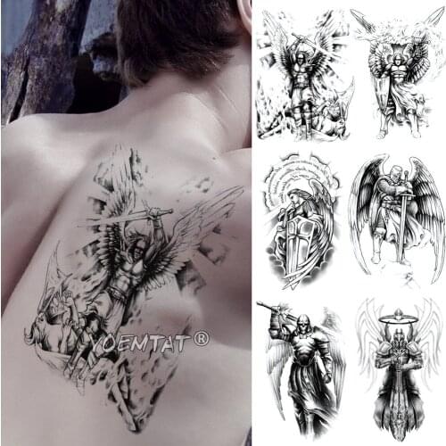 Wing Holy Angel Waterproof Temporary Tattoo Sticker Brave knight Warrior Flash Tattoos Body Art Arm Fake Tatoo