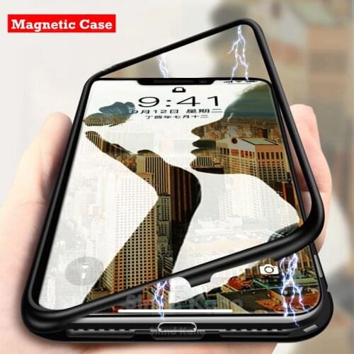 Tempered Glass Back Cover Magnetic Adsorption Case For iPhone 12 11 Pro Clear Metal Magnet Cover For iPhone XS MAX X XR 7 8 Plus