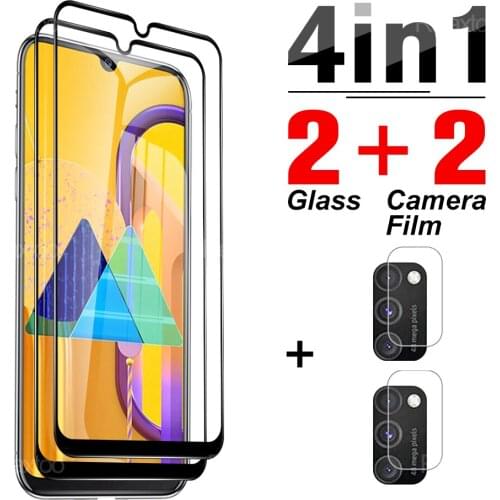4-in-1 Tempered Glass For Samsung Galaxy M01 M02s M10 M20 Screen For Galaxy M21 M21s M30s M31s Note 10 Lite S20 FE Phone Lens