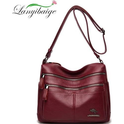 Ladies Retro Soft Leather Crossbody Bag Designer Luxury Brand Shoulder Bag Ladies Large Capacity Classic Handbag Bolsa Feminina