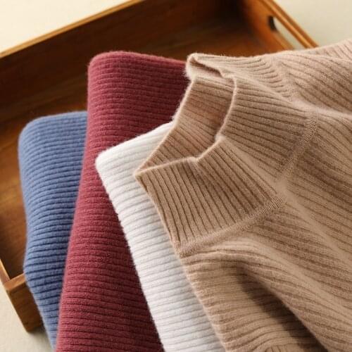 Women 100% Wool Pullover 2020 New Arrival Elasticity Sweater Female Warm Soft Basic Jumper Soft Solid Slim Pull Femme