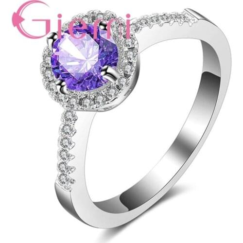 Simple Type Colorful Crystal Stone Women Bague Charming 925 Sterling Silver Wedding & Party Jewelry for Ture Love