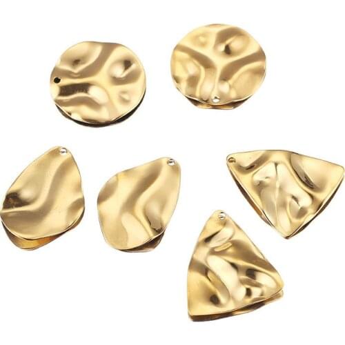 10PCS Stainless Steel 18K Gold Distortion Uneven Round Earring Charms DIY Dangle Earring Pendants for Gold Earrings Supplies