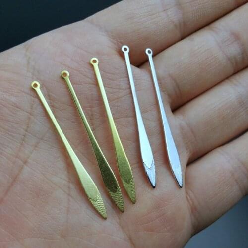 20pieces / lot 44mm brass color Sword shape strip Slice Charms base Setting Jewelry DIY Components Findings