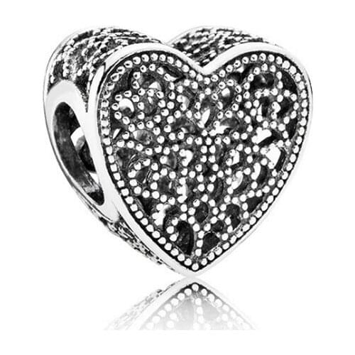 2019 NEW 20 pcs a lot silver nice love heart charms beads for 3MM Snake Bracelet/chain jewelry European design beads L09