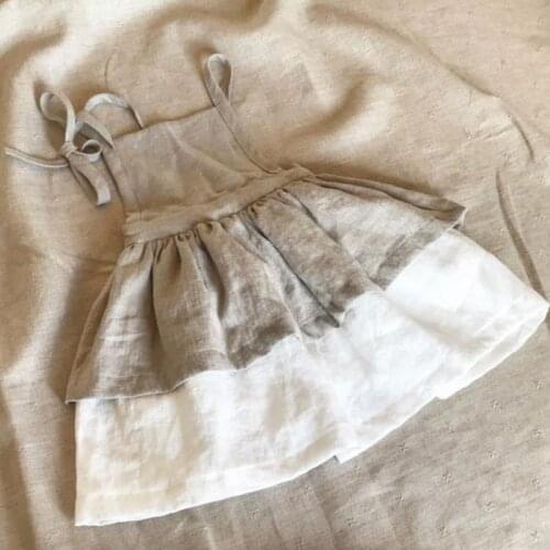 2020 Summer Korean Japan Style Baby Girls Dresses Toddler Baby Girl Dress Linen Vintage Clothes Fashion Brand Kids Dresses
