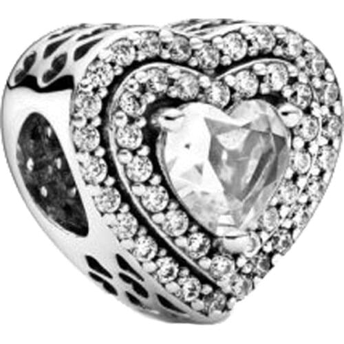 2020 Winter New Christmas Gift Jewelry Fit Original Pandora Bracelet 925 Sterling Silver Beads Sparkling Levelled Hearts Charm