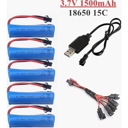 3.7V 1500mAh 18650 Li-ion Battery + charger for Q85 Q70 RC helicopter Airplanes car Boat Gun Toy Parts 3.7v battery SM plug