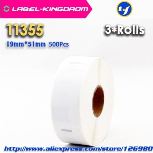 3 Rolls Dymo Compatible 11355 Label 19mm*51mm 500Pcs/Roll Compatible for LabelWriter400 450 450Turbo Printer Seiko SLP 440 450