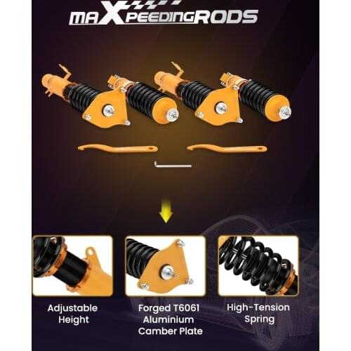 4PCS 24 Ways Adjustable Coilover Spring Shocks for Mini Cooper R50 R52 Convertible 2005-2008