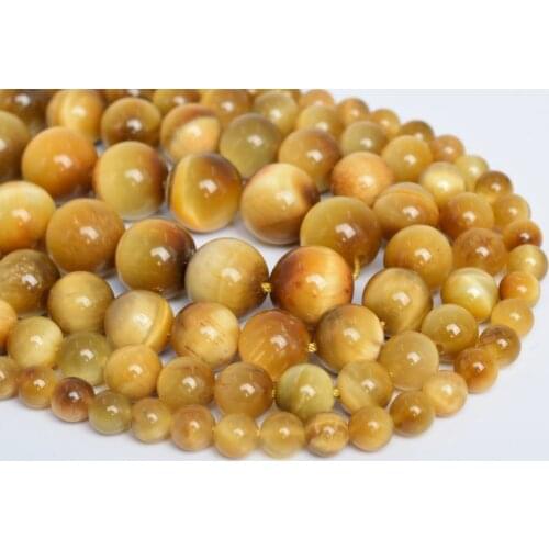 AA Quality Golden Tiger Eye Beads,Yellow Tiger eye 6MM 8MM 10MM 12MM Round Gem Stone Loose Beads for jewelry 15.5"