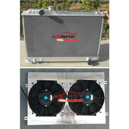 Aluminum Radiator +SHROUD + FAN FOR Toyota Supra 3.0 Turbo MT MA70 MK3 SOARER MZ20 7MGT