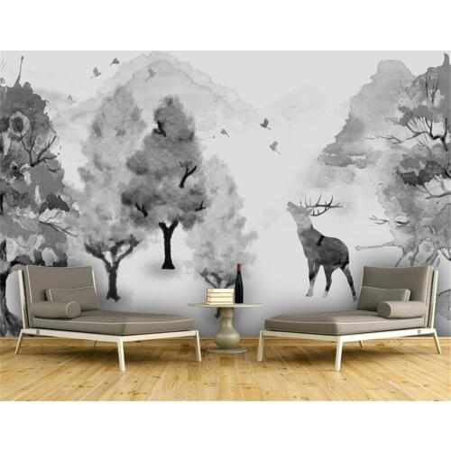 Beibehang New Nordic minimalist hand-painted forest elk modern fashion background wall custom living room mural papel de parede