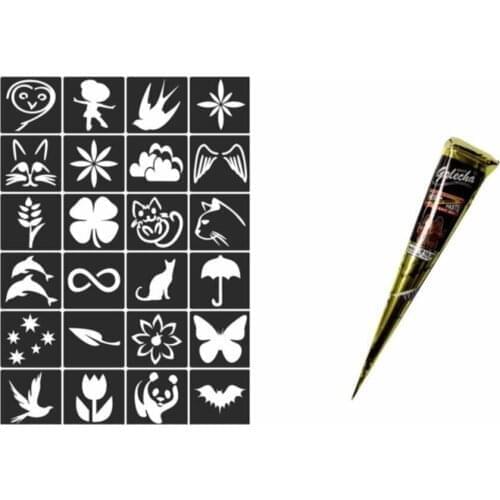 Black Temporary Tattoo Stencil + Golecha Indian henna хна для мехенди henna bride veil welon