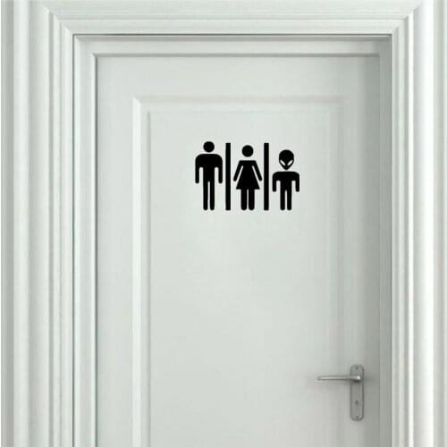 YOJA 25*16.5CM Funny WC Alien Man And Woman Bathroom Door Decoration Decal For Wall Sticker A40436