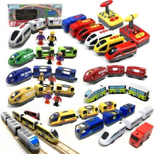 W128 Kids Electric Train Toys Magnetic Slot Electric Train with Carriages Wood Toy FIT track Brio wooden track Multiple options