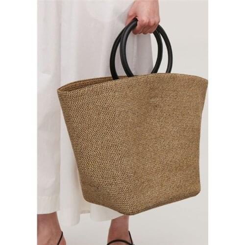 Designer Large Capacity Tote Straw Bags Luxury Brand Wicker Woven Round Handle Women Handbags Rattan Summer Beach Big Purse 2021