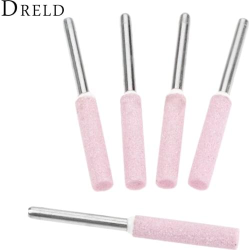 DRELD 5Pcs 3/16" 4.8mm Chainsaw Sharpener Burr Chain Saw Grinding Stone File Rotary Tool for Metal Polishing Chainsaw Sharpening