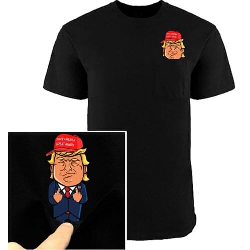 Cotton T-Shirt Fashion Summer Pocket 45th President USA Printed Cotton T-shirt Men for Women Funny Black Tee Tops