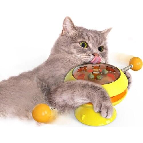 Windmill Toys For Cats Puzzle Whirling Turntable Play Game Toys Training Kitten Interactive Toys Supplies Pet Toothbrush Toy