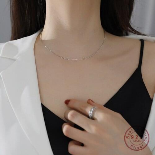 HI MAN 925 Sterling Silver Korean Fashion Smooth Smooth Snake Bone Chain Women Temperament All-match Wedding Jewelry Accessories